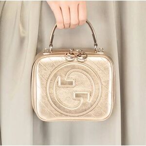 Gucci Blondie Gold Leather Top Handle Bag Rare Metallic Nappa